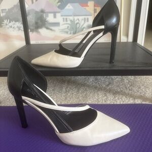 Nine West Black White Heels